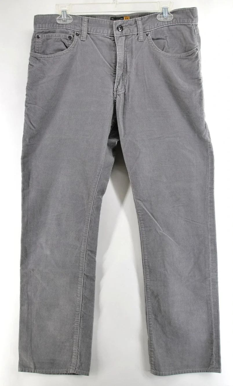 J. Crew 484 Slim Fit Corduroy Pants Mens 33 X 30 Gray 100% Cotton